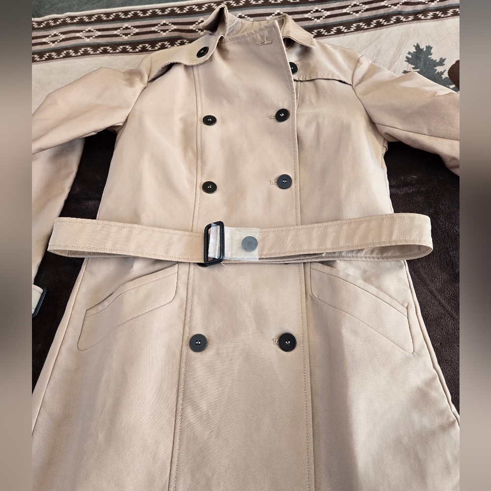 Zara Basic Outerwear Tan Double-Breasted Coat - Picture 8 of 11